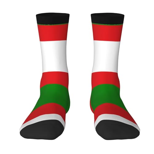 LPLSNWS Chaussettes mi-mollet décontractées unisexe - Drapeau d'Oman imprimé blanc, indispensable pour le sport quotidien et le fitness, 2 Noir-1, Taille unique
