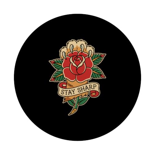 Stay Sharp Tatouage rétro en Forme de Griffe de Chat Rose PopSockets PopGrip Adhésif – vue 3