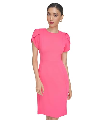 Image of Calvin Klein Tulip Sleeve Floral Sheath