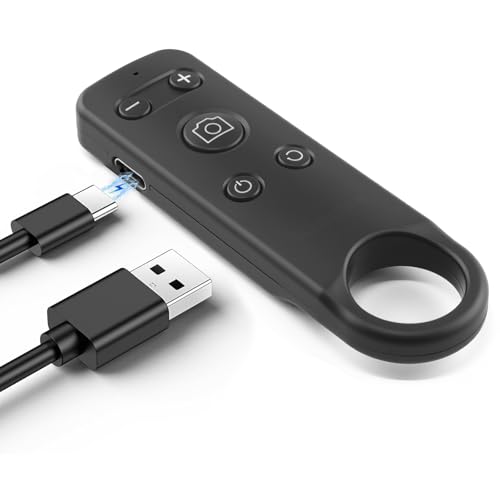 KingYH Control Remoto Bluetooth Inalámbrico para iPhone Captura de Fotos y vídeos Zoom Cambio de Objetivo Disparador Remoto Recargable por USB Alcance de 15 m Compatible con iOS y Android