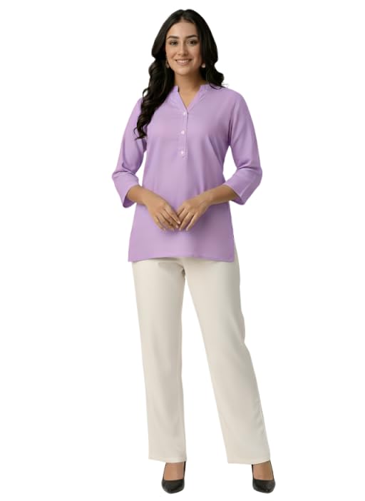 Cotton Kurta Pant Set for Women Breathable Short Length Kurta With Trouser Festival Ethnic Dress Formal Office Wear-image-41