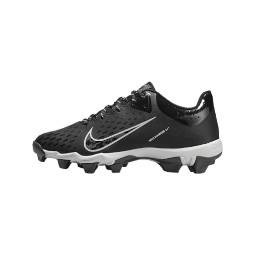Nike Hyperdiamond 4 Keystone Big Kids' Softball Cleats (FZ0919-001, Black/Pure Platinum/Iron Grey) Size 2