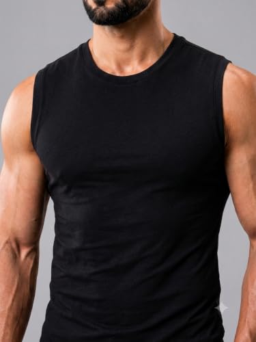 Image of CHKOKKO Gym Sleeveless T Shirt for Men Workout Compression Tanktop Sando Cut Sleeves Tees Gym Vest for Man Athletic Dry Fit for Sports Fitness & Exercise