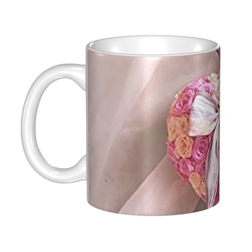 マグカップ - セラミックコーヒーカップ、ミルクカップ、(330ml) - 耐熱性、耐寒性、大容量、軽量、環境に優しい - ギフト選択(ハート型のフラワークラフト)