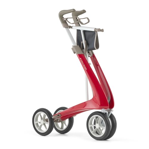 Image of byACRE Carbon Ultralight Rollator Walker, 10.6 lbs, Strawberry Red, Regular