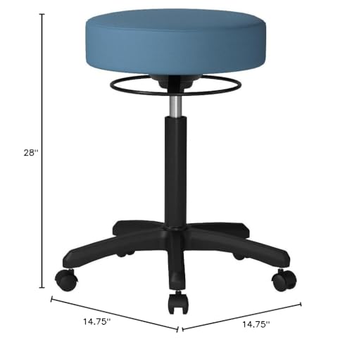 Image of Perch Life Height Adjustable Stool | Medium Bench Height 20.5-28 inch | Colonial Blue Vinyl
