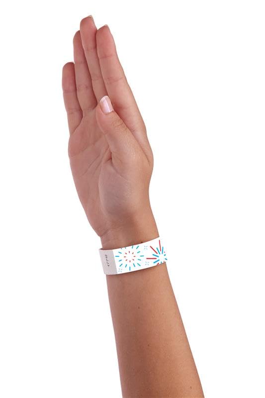 Image of 500 WristCo USA Fireworks Tyvek Wristbands for Events - Comfortable Tear Resistant Paper Bracelets ID Wrist Bands for Concerts Festivals Admission Party Identification