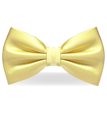 RBOCOTT Light Yellow Bow Tie Adjustable Bowtie for Men Wedding Party(15)