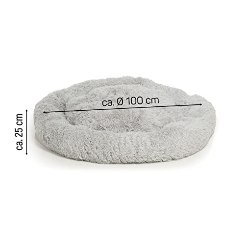 Wallace & Jones | Plüschbett Sarnia - L | Hundebett, Liegekissen | ca. 100 x 100 x 25 cm | Hellgrau