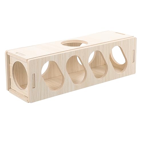 CIYODO Hamster Tunnel Hideout Wooden Guinea Pig House for Animals Smooth Surface for Play Multi Chamber Design for Active Pets Hamster Accessory