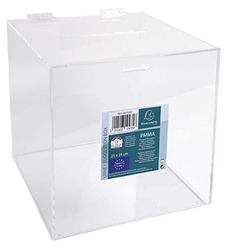 Exacompta - Rif. 89058D - 1 Urna trasparente con coperchio 21 cm - Dimensioni 210 x 210 x 210 mm - Colore Cristallo