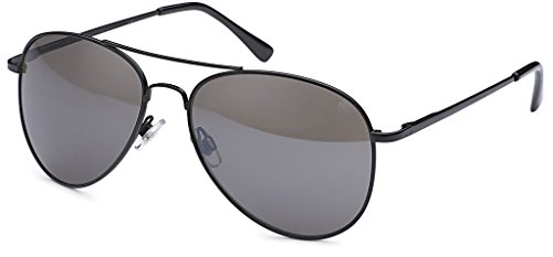 Preisvergleich Produktbild Hatstar Pilotenbrille Verspiegelt Fliegerbrille Sonnenbrille Brille mit Federscharnier (71 / Rahmen Schwarz - Glas Schwarz)