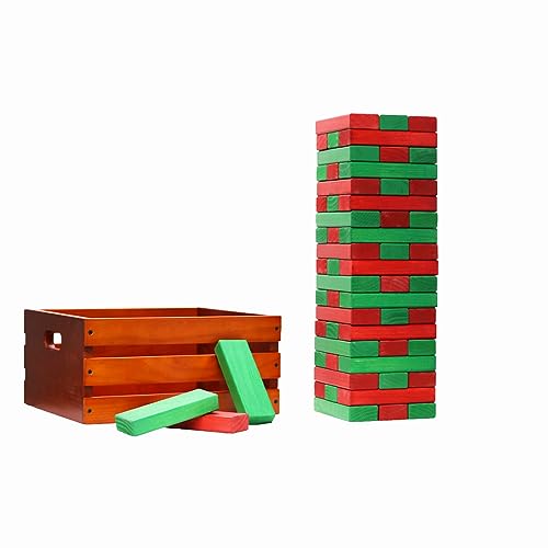 Tailgating Pros Maderas gigantes de primera calidad con caja manchada. ¡Elige los colores de tu equipo! Juego jumbo para patio al aire libre, la torre crece hasta más de 5 pies. - ¡Calcomanías Tipsy