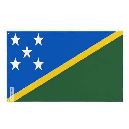 Bandera Salomón, país Varios tamaños de poliéster 5. 1 ojal cada esquina 96 x 144 cm