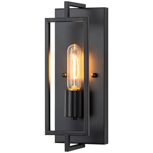 FTL Wandleuchte Innen Schwarz Wandlampe aus Metall Industrial Wandlampen Vintage 1 Flammige Wandbeleuchtung für Innen E27 Loft Beleuchtung LED Wandleuchten für Wohnzimmer Schlafzimmer