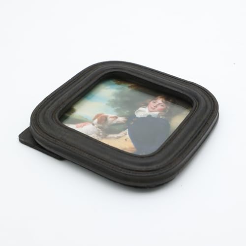 SYLVIA'S SHOP 3x3 Small Vintage Picture Frame, Mini Antique Black Grey Ornate Square Photo Frame, for Tabletop and Wall Display, Retro Home Decor, Old Fashioned Photo Gallery Art