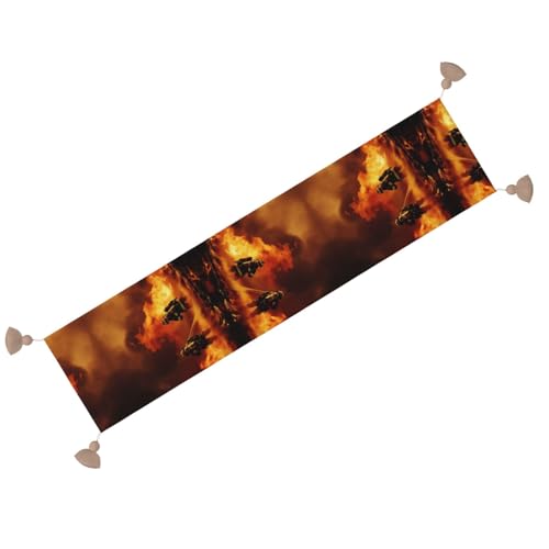 Chemin de table flammes pompier lavable à motif imprimé haute définition - 3