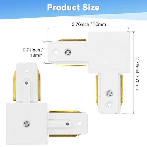M METERXITY L Track L-Connector, Single Circuit J Type 2-Wire-1 Rail 110-220V for Track Lighting System/Fixtures/Accessories/Ceiling Wall Spot Light [White] - Thumbnail 3