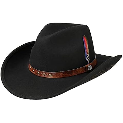 Stetson Sombrero de Fieltro Tincaro Western Hombre - Lana Vaquero con Forro, Banda Piel Cover