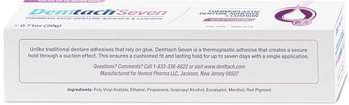 Denttach Denture Adhesive, Thermoplastic Denture Adhesive, Cushion and Reliner, Comfortable, Secure Denture Grip for Up to 7 Days, Non Glue, Zinc Free, Long Holding Denture Reliner
