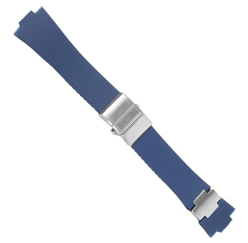 honyeer Waterproof Rubber Watch Band For Ulysse-Nardin MARINE Watchstrap Man Sport Watchband Bracelet(Blue silver set)