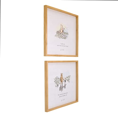 Nojo 3079027P Disney Winnie The Pooh - Classic Pooh "Lucky Me, You'Re My Very Best Friend" With Piglet Natural Pine Wood Framed Art Canvas Wall Décor thumb #2