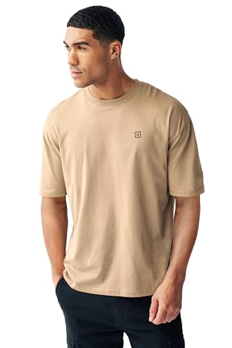Image of Urbano Fashion Men's Solid Round Neck Oversized Half Sleeve Cotton T-Shirt