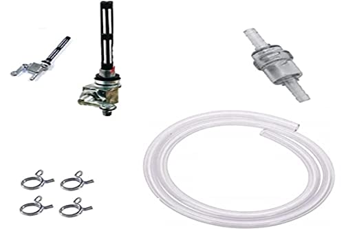 KIT ESSENCE UNIVERSEL : ROBINET M10x1 + FILTRE + DURITE + COLLIER MOBYLETTE MOTO CYCLOMOTEUR M10 REPARATION CARBURATEUR RESERVOIR TUYAU CARBURANT
