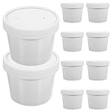 Operitacx 10 Satz Einwegbecher mit Deckel 240ml Papier Kaffeebecher Weiß Reisebecher Praktisch für Arbeit und Schule Leicht zu Lagern