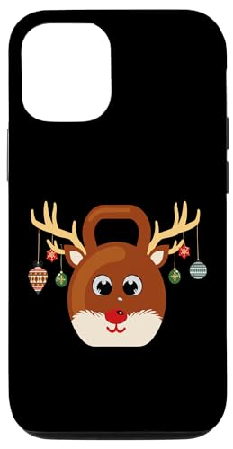 iPhone 14 Christmas Gym Workout Reindeer Kettlebell Case