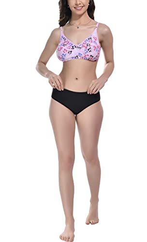 Image of FIMS - Fashion is my style Cotton Bra Non-Padded Non-Wired Bra Floral Print Bra for Women Combo Pack Girls Everyday Bra