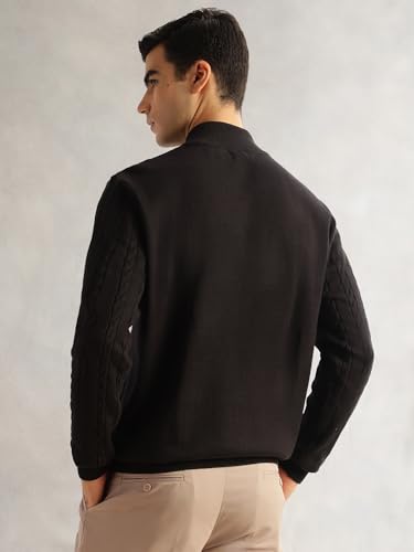 Image of Thomas Scott Men's | Regular Fit | Long Sleeves | Mock Collar | 100% Cotton | Dry Clean | Cable Knit | Knitted | Pullover Sweater