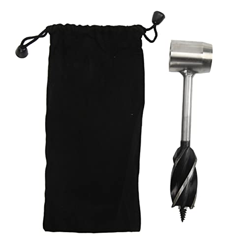 Hand Auger Wrench, Hand Auger Wrench Set Scotch Eye Wood Auger Drill Stainless Steel Portable Manual Wood Auger Drill Bit(Cloth bag-Black)