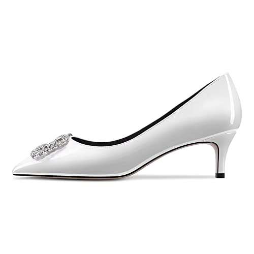 NobleOnly Women Pointed Toe Mid Heel Rhinestone Crystal Slip-on Pumps Wedding Party Office Glitter Sexy Shoes 2.0 Inches Heels2
