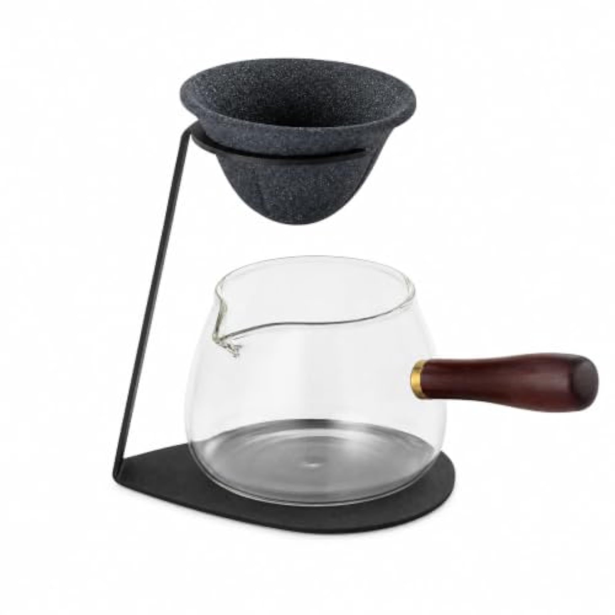Innovative Poreless Tea Strainer with Filter Stand and Glass Fair Cup Set
