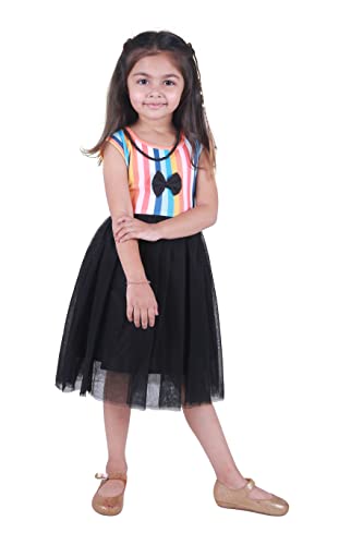 Image of TAGAS Baby-Girl's Valantino & Net Fit and Flare Standard Length Dress (KD-405-PINK-7 Pink 7 8 Years)