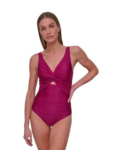 DKNY Women's Twist Front Keyhole One Piece Swimsuit