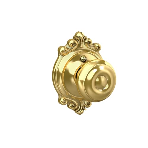 Image of SCHLAGE F10 GEO 605 BRK Brookshire Collection Georgian Passage Knob, Bright Brass