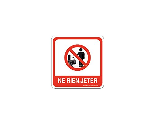AUA SIGNALETIQUE - Plaque de porte Ne rien Jeter dans les WC PvcSign avec double face adhésif