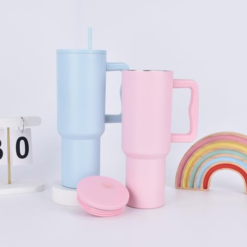 Image of Tumbler with lid and Straw 1200ML Cup Stainless Steel Vacuum Insulated Tumbler for Water, Iced Tea or Coffee 1.2L Office Gym Travelling (40 - Oz - Retro Mint)