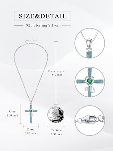 Stethoscope Cross Necklace 925 Sterling Silver Turquoise Doctor Nurse Pendant RN Registered Graduation Nurse Jewelry for Women Medical Student2