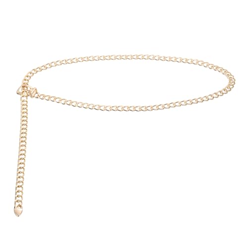 MECCANIXITY Women Waist Chain Belts, 47.2 Inch Length Adjustable Women's Western Belt for Women with Black Drawstring Bag, Gold