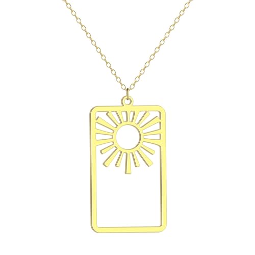 Collar para mujer, delicado collar con colgante de sol para mujeres y niñas, cadena geométrica para el cuello, gargantilla de sol Vergina, regalo de joyería