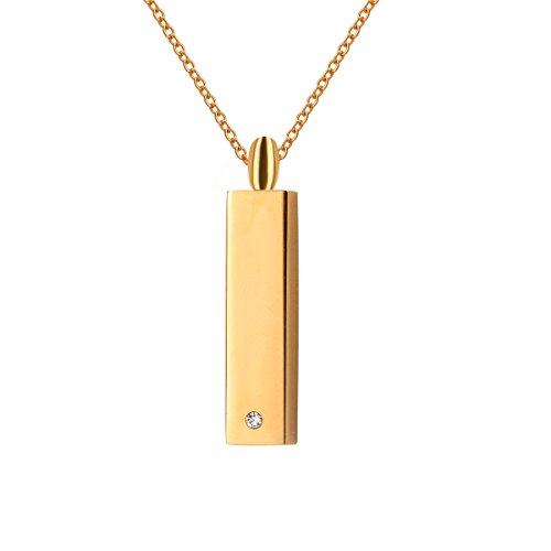Cremation Jewelry Urn Necklace Bar Smooth Rectangle Crystal Memorial Keepsake Ashes Holder Pendant Funnel for Ash
