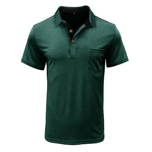 Polo à manches courtes pour homme - Respirant - Séchage rapide - Pour les loisirs, le sport, le golf, la randonnée - Noir, vert, XXL – vue 4
