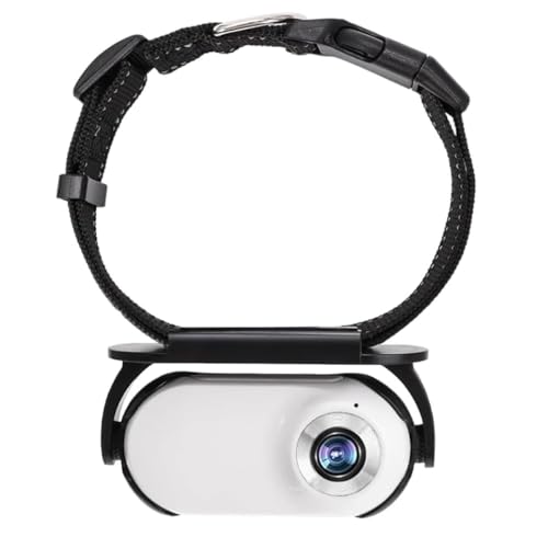 Laroal Collare per animali domestici con telecamera per gatti e cani, nessuna necessità di WIFI, telecamera d'azione per uso interno ed esterno, bianco