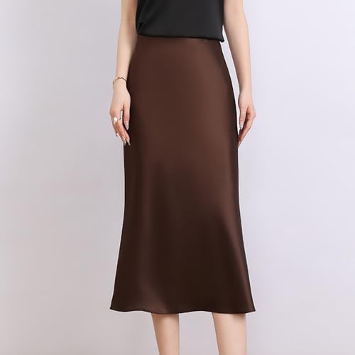 Women's Black Long Satin Skirt High Waist A-line Pencil Mermaid Boho Trendy Summer Elegant Comfort Fit Slimming4