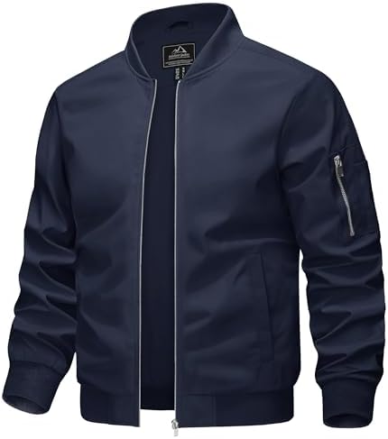KEFITEVD Herren Leichte Dünne Bomberjacke Blouson Jacke Übergangsjacke | Lässige Bomber Blouson, Windjacke mit Reißverschluss, Wasserabweisende Pilotenjacke, Geeignet für Frühling