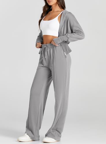 Herseas Womens 2 Piece Casual Outfit Workout Hoodie Sweatsuits with Sweatpant Travel Airport Track Suits Lounge Sets4