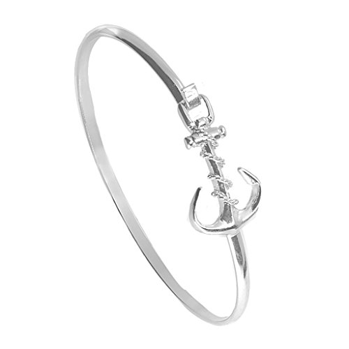 Anchor Bracelet Latch Cuff SilverTone
